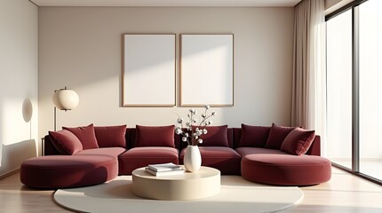 Frame Mockup for a Modern Living Room Wall Poster, Highlighting Interior Design and a House Background for Creative Projects
