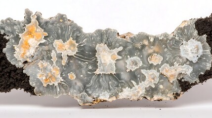Grey Agate Slice with Organic Patterns and Soil