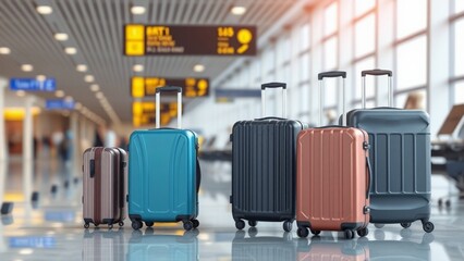 Collection of Modern Luggage at Airport Terminal