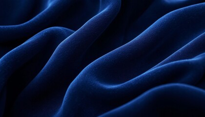 Obraz premium Deep Blue Velvet Waves Abstract Texture with Luxurious Depth and Flowing Curves