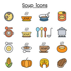 Soup icon set in thin line style