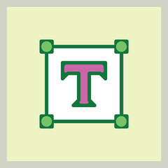 Editable Text Box Icon with Green Border and Corner Controls on Light Background