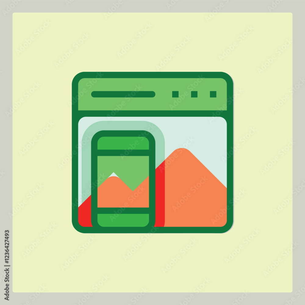 Poster responsive design mockups showing desktop and mobile image displays