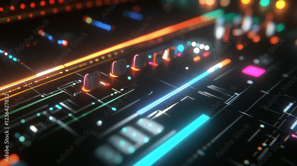 Aufkleber abstract technology circuit board with glowing lines and controls for a modern concept