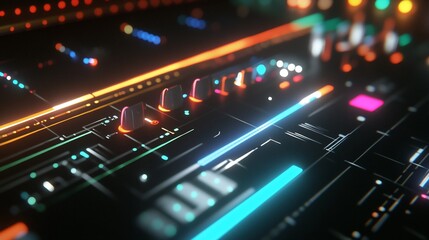 Fototapeta premium Abstract technology circuit board with glowing lines and controls for a modern concept