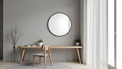 Living Room Wall Poster Frame Mockup in a Modern Interior Design, Showcasing a House Background for Creative Visualization