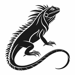 Marine Iguana  vector silhouette black design white background