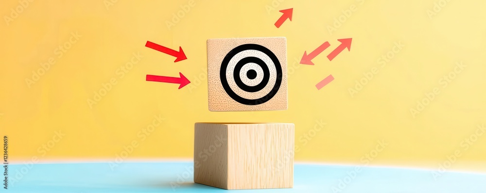 Poster target block on stand with arrows symbolizing focus