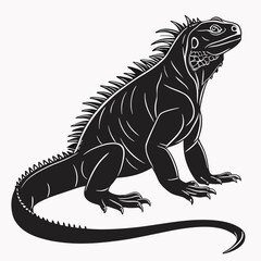 Marine Iguana  vector silhouette black design white background