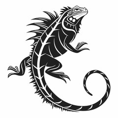 Marine Iguana  vector silhouette black design white background