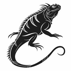 Marine Iguana  vector silhouette black design white background