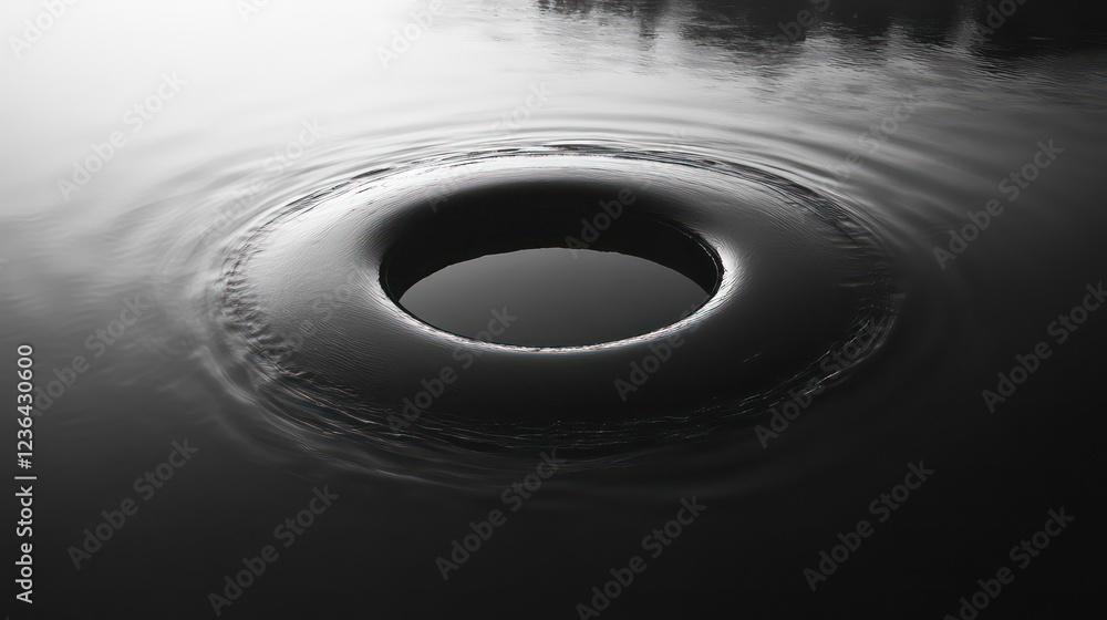Poster abstract concentric circles ripple effect in dark water.