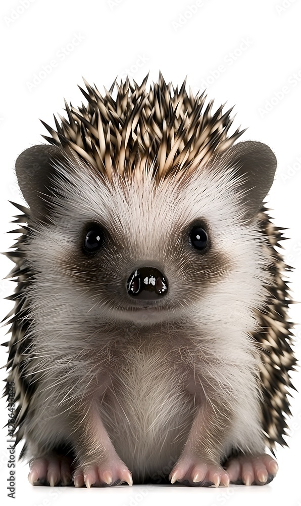 Wall mural Cute hedgehog standing upright with a curious expression in a studio