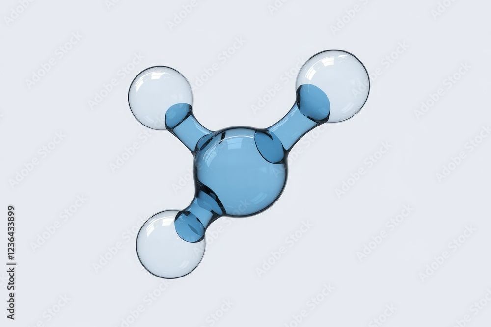 Poster 3d rendering of a translucent blue molecule model, showcasing its structure and atomic bonds.