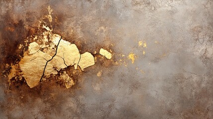 Abstract gold leaf on textured background. Luxurious and elegant design.