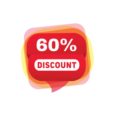 60 percent discount sale label for great promotions and offers, vector illustration design.