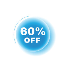 60 percent off, speech bubble modern circle design. Banner or announcement. vector sign isolated.