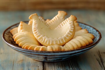 Tasty cinnamon swirl pastries on a decorative dessert plate, ready to be enjoyed as part of a holiday or special occasion.