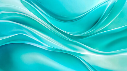 Abstract turquoise and aqua wavy background flowing smoothly