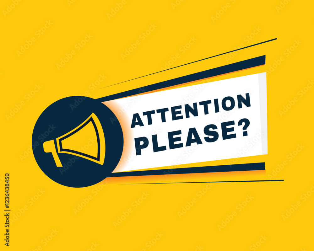 Fototapete attention please banner element with megaphone icon. vector design flat type.