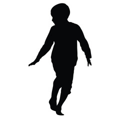 Silhouette of a child in motion, captured in a dynamic pose.