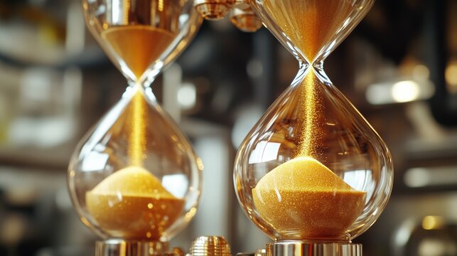 Set of three hour glasses used in scientific research or experimentation.