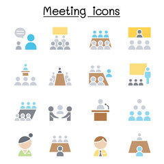Meeting & Conference icon set in thin line style