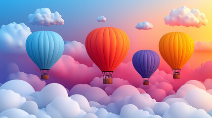 Fototapeta premium Hot air balloons in sky