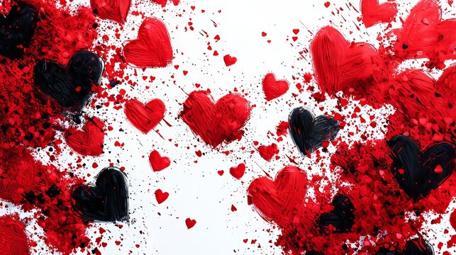 Assorted sketch-style XOXO designs in black and red ink, rough textured strokes, clean white background