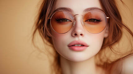 Obraz premium Cute girl in sunglasses making a funny face, radiating playful energy and vibrant charm.