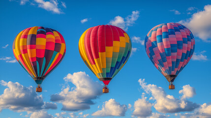 Obraz premium Colorful Hot Air Balloons in Flight over blue sky