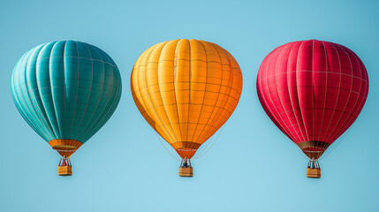 Fototapeta premium Multicolored, large balloons against the blue sky. Travel concept, dream, new emotions, travel agency.