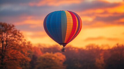 Fototapeta premium Multicolored, large balloon against the blue sky. Travel concept, dream, new emotions, travel agency.