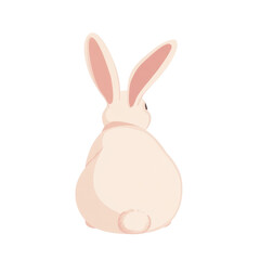 Obraz premium Cute Bunny with Large Ears Facing Away in Pastel Color Palette