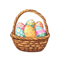 Colorful Easter Eggs in a Woven Basket for Festive Celebrations