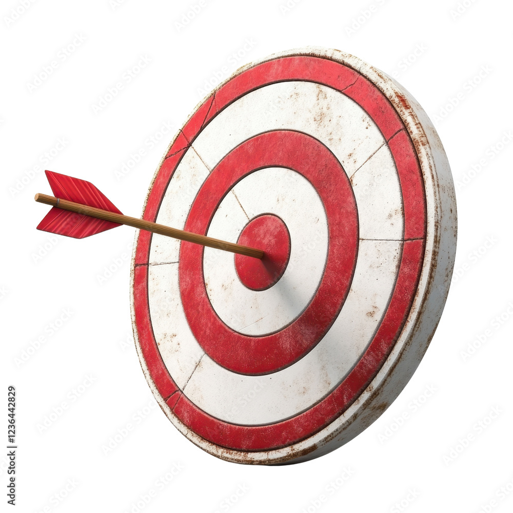 Aufkleber close-up view of red and white dartboard with arrow embedded