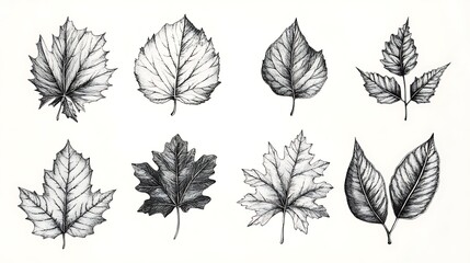 Fototapeta premium Detailed botanical illustration of leaves nature art studio close-up