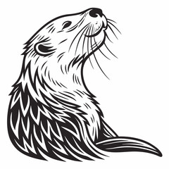Sea Otter vector silhouette black design white background