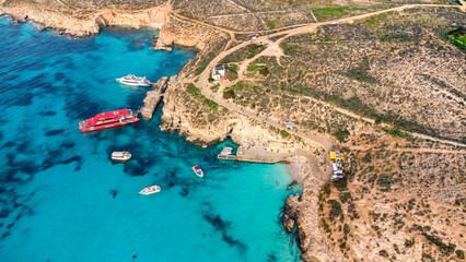 A view of Blue Lagoon in Comino Island