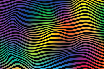  gradient abstract wavy lines, Twisted and distorted vector texture in trendy retro psychedelic style.