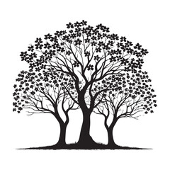 Obraz premium Highly detailed Dogwood Tree silhouette with floral intricacy - Dogwood Tree silhouette - Dogwood Tree vector - Dogwood Tree illustration - Dogwood silhouette - Dogwood vector 