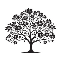 Obraz premium Dogwood Tree silhouette with a natural, organic artistic flow - Dogwood Tree silhouette - Dogwood Tree vector - Dogwood Tree illustration - Dogwood silhouette - Dogwood vector 