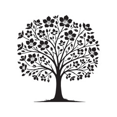 Obraz premium Classic Dogwood Tree silhouette for timeless floral compositions - Dogwood Tree silhouette - Dogwood Tree vector - Dogwood Tree illustration - Dogwood silhouette - Dogwood vector 