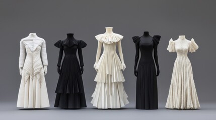 Elegant Collection of Couture Dresses in Black and White Tones