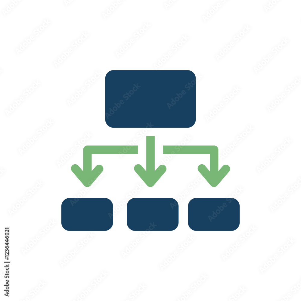 Poster this vector icon symbolizes a strategic approach, showcasing a central node with diverging pathways,