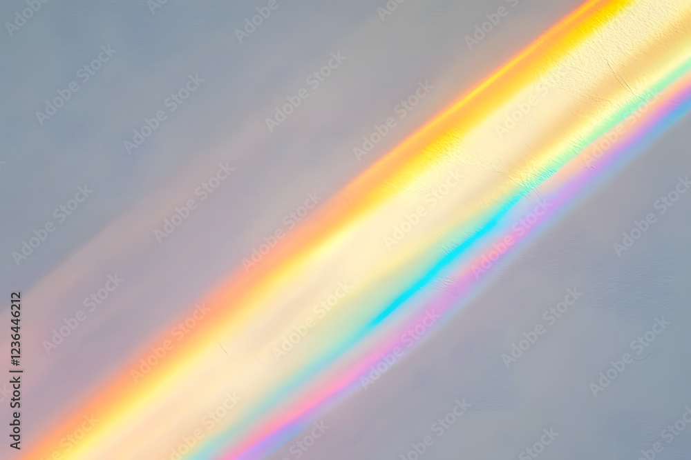 Poster blurred rainbow light refraction texture overlay effect for photo and mockups. organic drop diagonal