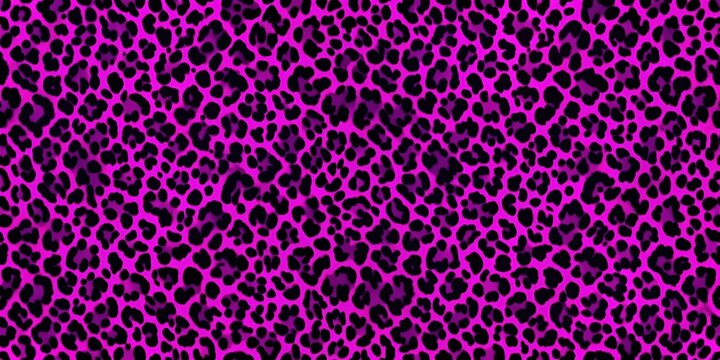 Vibrant purple neon leopard print pattern on a dark background, edgy look, colorful design