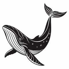 Whale vector silhouette black design white background