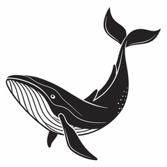 Whale vector silhouette black design white background