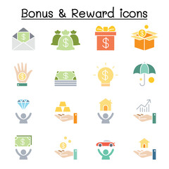 Bonus & Reward icon set in thin line style